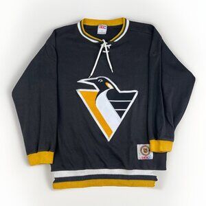 VTG  Pittsburgh Penguins Sweatshirt Mens M Black Hockey Pullover Fleece NHL 90s